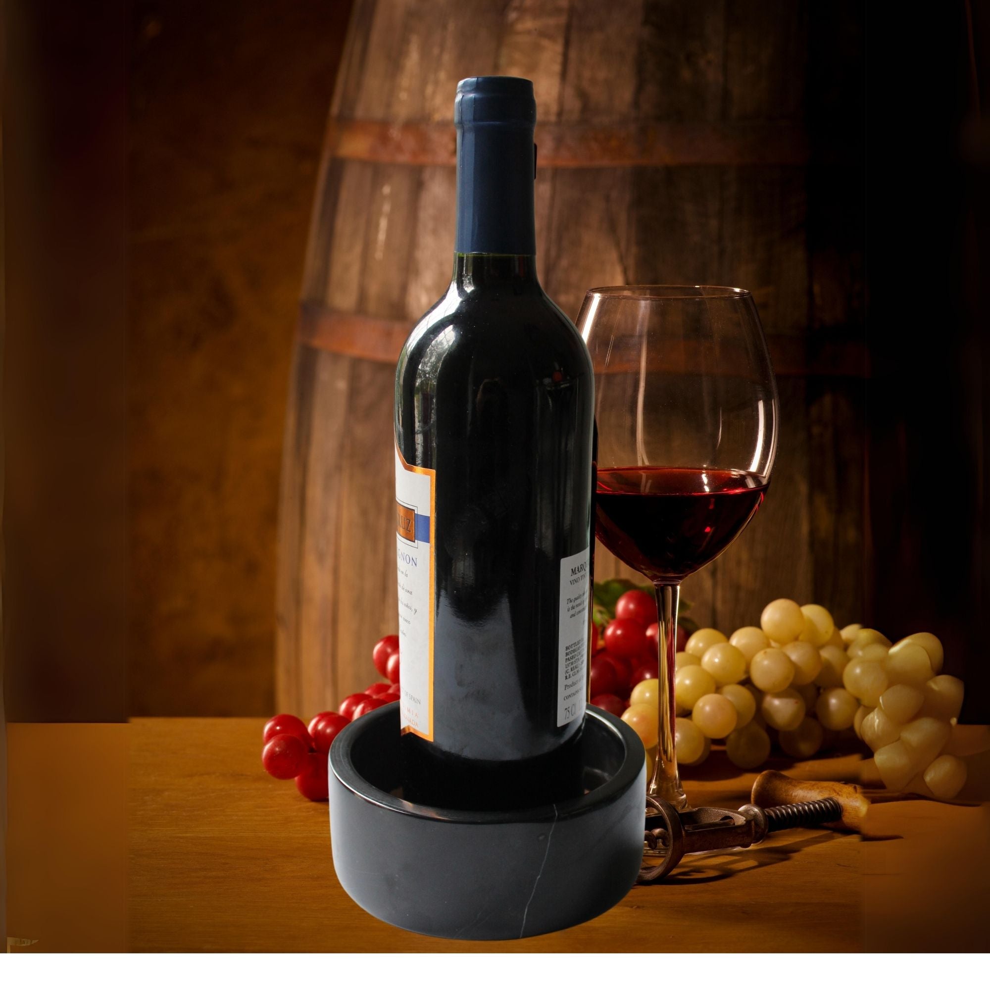Black - Marble Wine Bottle Coaster - Coaster Absorbent Cork Holder Bottles and Any Occasion