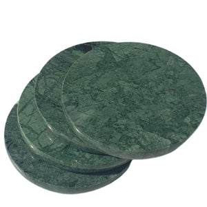 Set of 6 - Green Marble Stone Coasters  – Polished Coasters  – 3.5 Inches ( 9 cm) in Diameter  – Protection from Drink Rings -CraftsOfEgypt