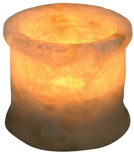 Egyptian Soft white alabaster stone hand carved candle holder votive
