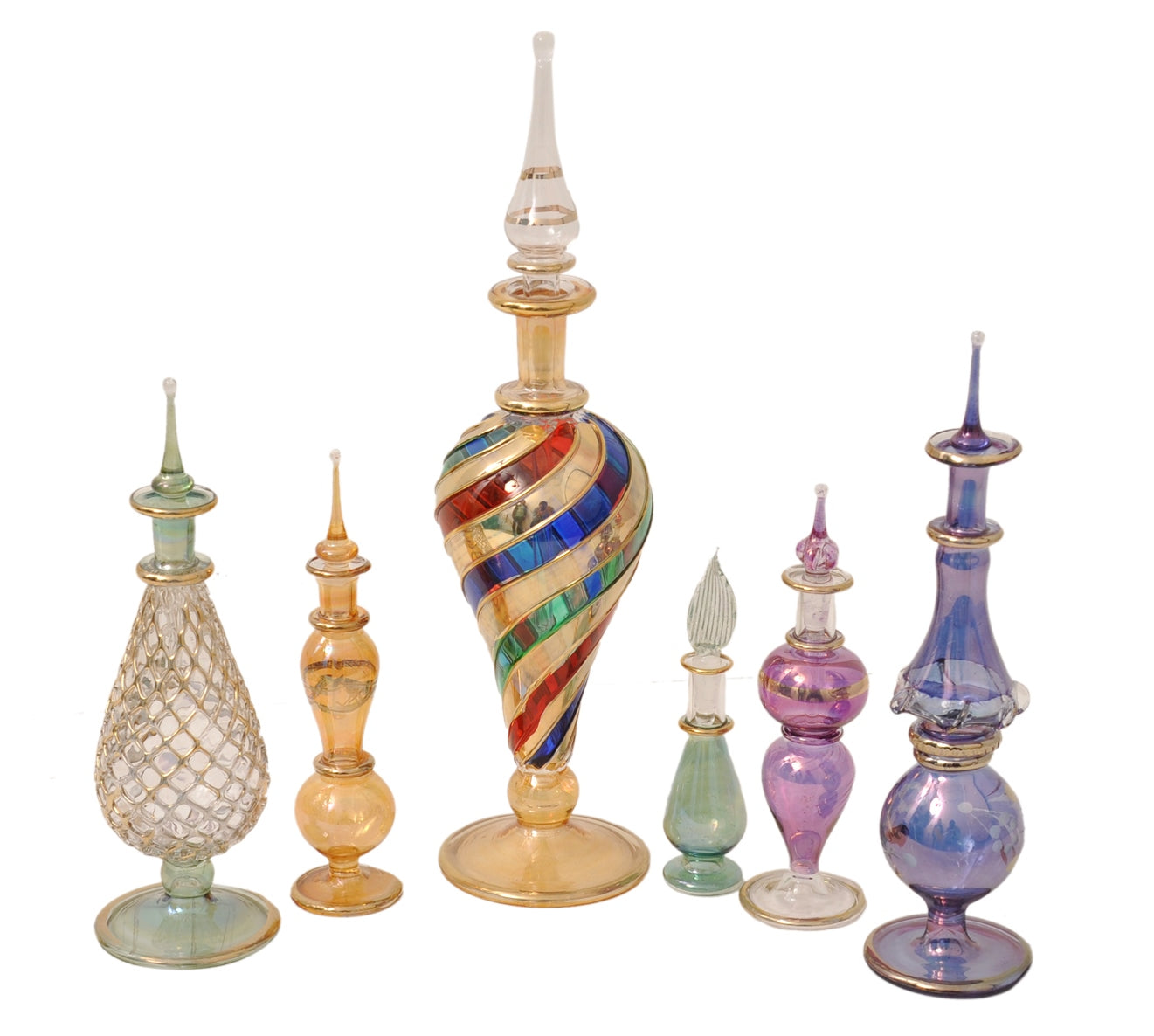 Genie Blown Glass Potion potions decorative miniature decorative Egyptian Perfume bottles Mix set of 6pc by CraftsOfEgypt