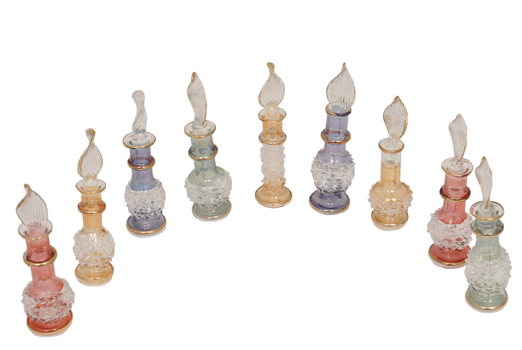 Egyptian Perfume Bottles Set of 10 Hand Blown Decorative Glass Vials Height 2 Inch (5 cm) by CraftsOfEgypt