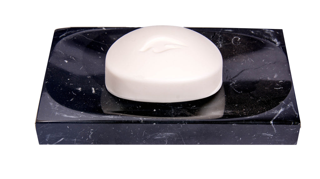 Black Marble Soap Dish - Polished and Shiny Marble Dish Holder Beautifully Crafted Bathroom Accessory