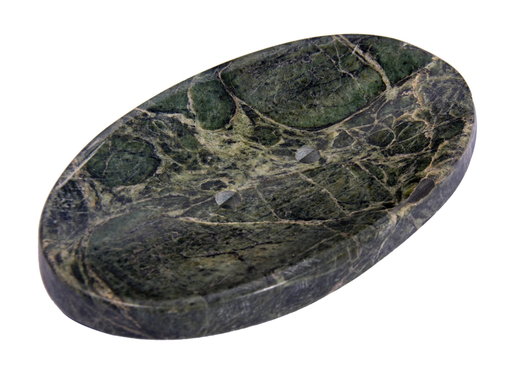Green Marble Soap Dish - Polished and Shiny Marble Dish Holder Beautifully Crafted Bathroom Accessory by CraftsOfEgypt