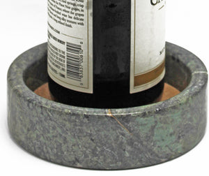 Green Wine Bottle Coaster / Holder – Made from Elegant Marble with an Absorbent Cork – Perfect for All Drinks and any Occasion